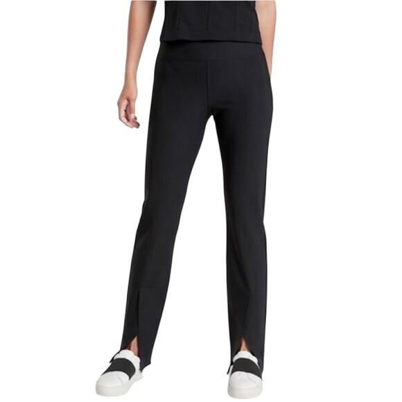 Athleta | Women’s Black Interstellar Pants Size 12 Split Front - Picture 1 of 9